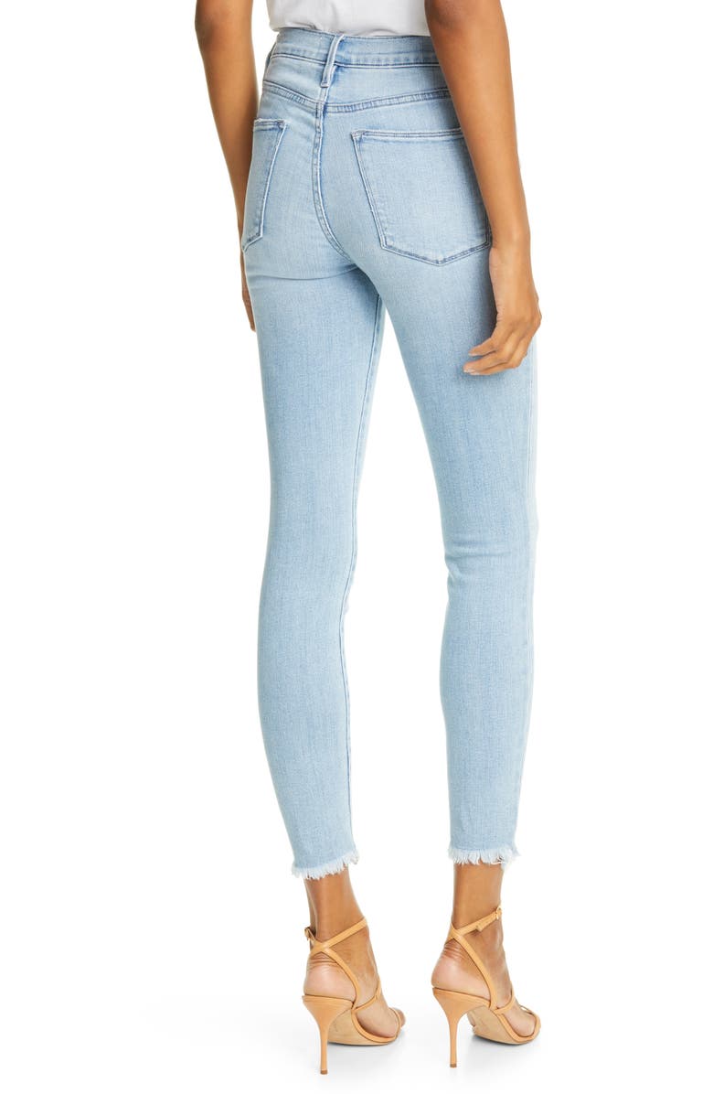 FRAME Le Skinny High Waist Raw Hem Ankle Jeans, Alternate, color, 