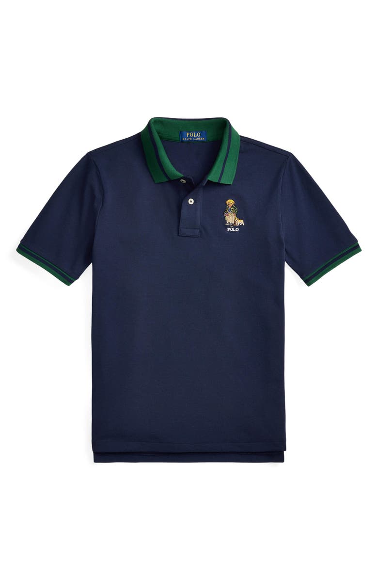 Polo Ralph Lauren Kids' Embroidered Polo Bear Cotton Piqué Polo, Main, color, Refined Navy
