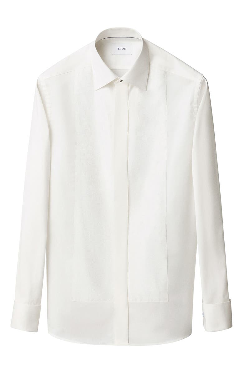 Eton Slim Fit Metallic Paisley Jacquard Bibbed Tuxedo Shirt, Alternate, color, Natural