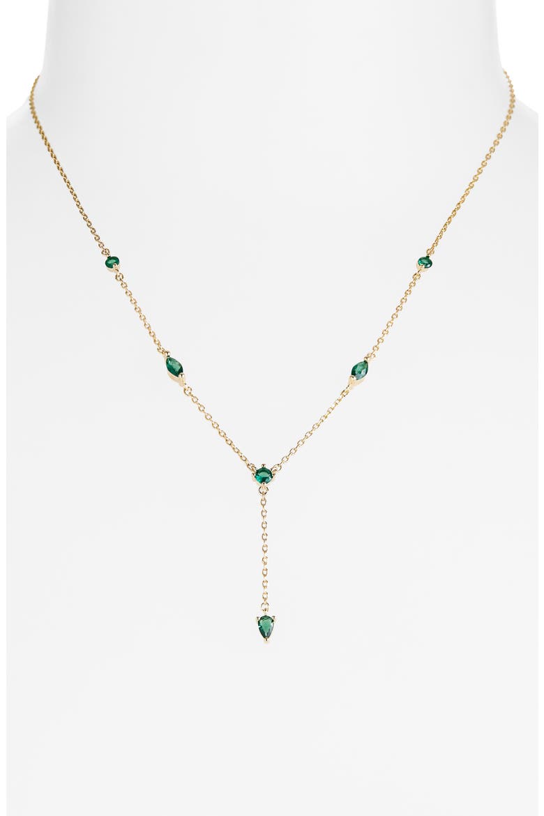 Cubic Zirconia Station Y-Necklace, Alternate, color, GREEN- GOLD