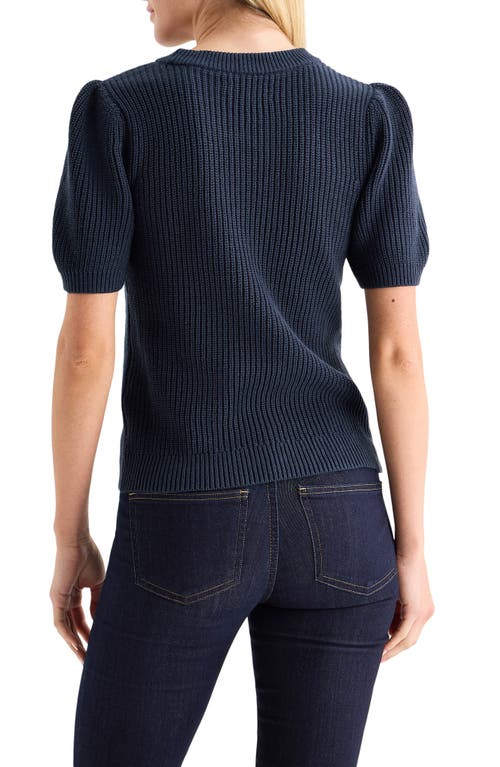 Lucky Brand Bow Embroidered Short Sleeve Sweater In Blue