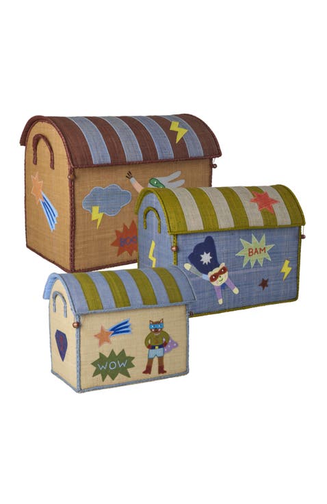 Raffia Toy Baskets Hero Set 3pc