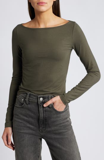 Reformation Women's Wiley Ballet Neck Top - Brown - Long sleeved tops