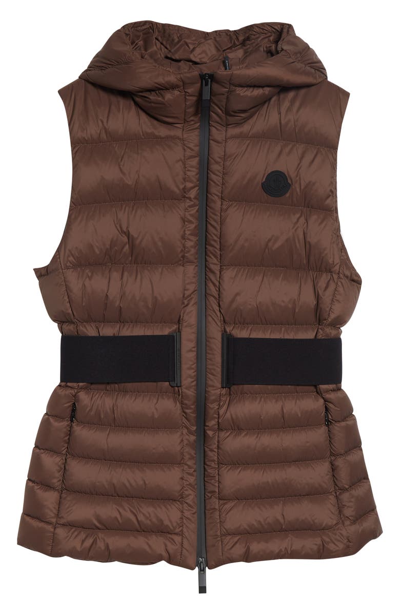 Moncler Melia Down Hooded Vest, Main, color, Brown
