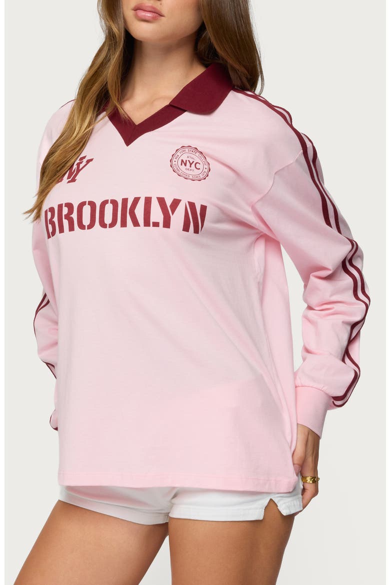 Brooklyn Johnny Collar Cotton Graphic T-Shirt, Alternate, color, LIGHT-PINK