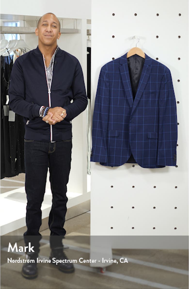 Page Windowpane Check Super Skinny Suit Jacket, sales video thumbnail