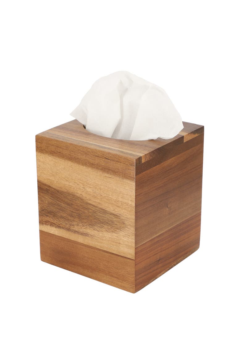 Acacia Wood Tissue Box Holder, Main, color, Acacia