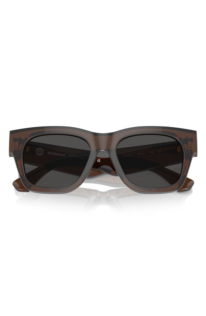 Burberry Elevated Check 52mm Square Sunglasses, Main, color, Brown