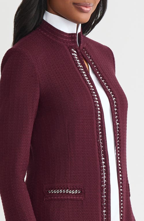 Misook Chain Link Trim Knit Jacket In Red