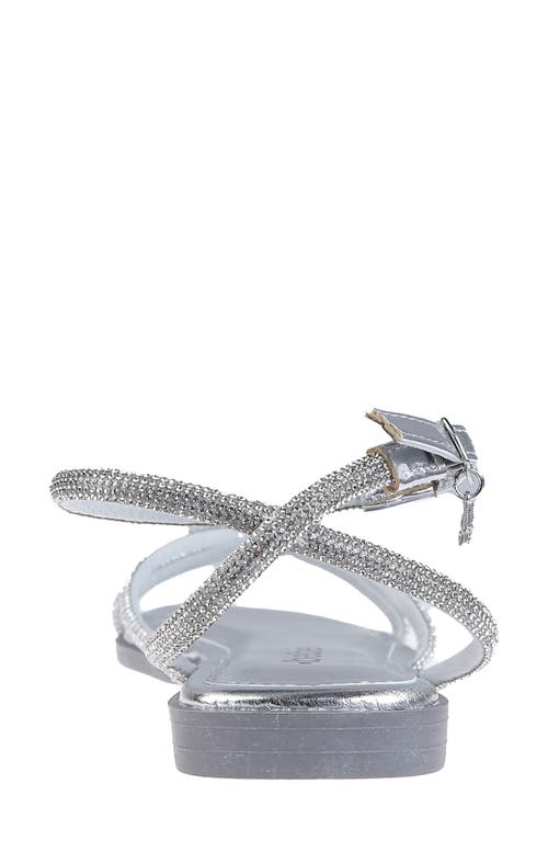 Bebe Rhinestone Ankle Strap Sandal In Silver