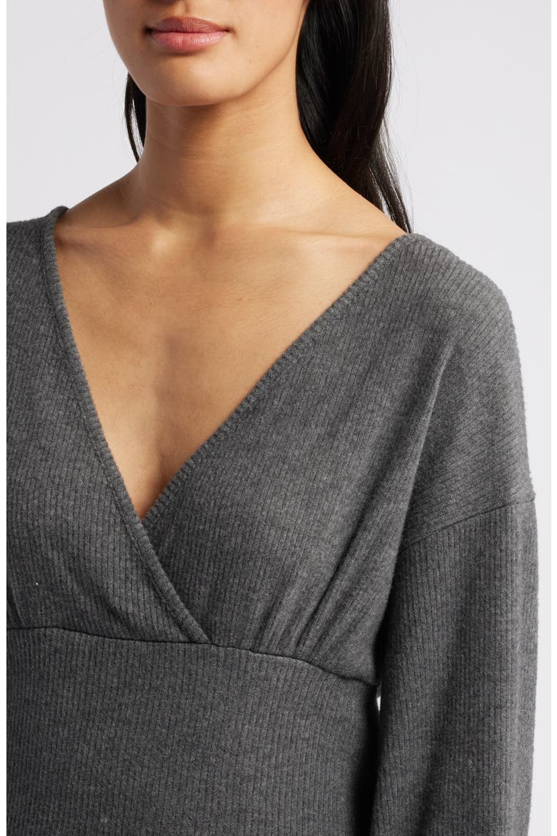 Empire Tie Back Rib Top, Alternate, color, CHARCOAL