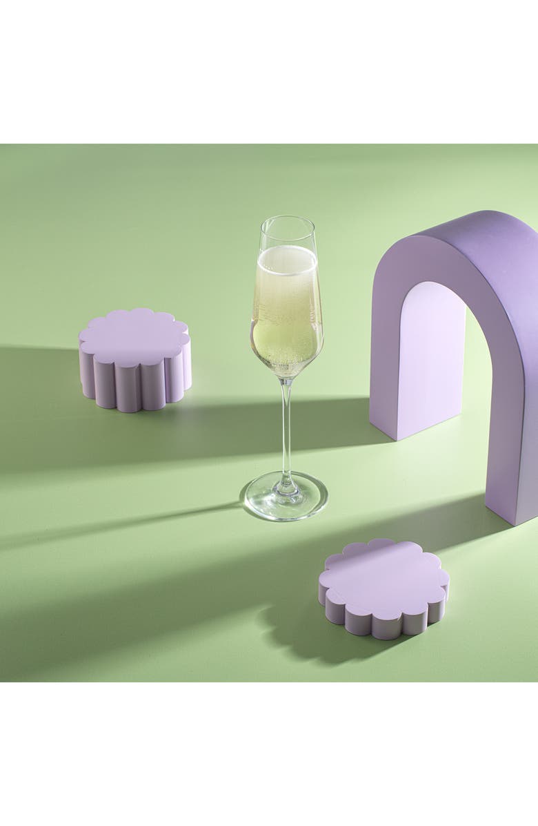 JoyJolt Layla White Set of 4 Stemmed Champagne Glasses, Alternate, color, Clear