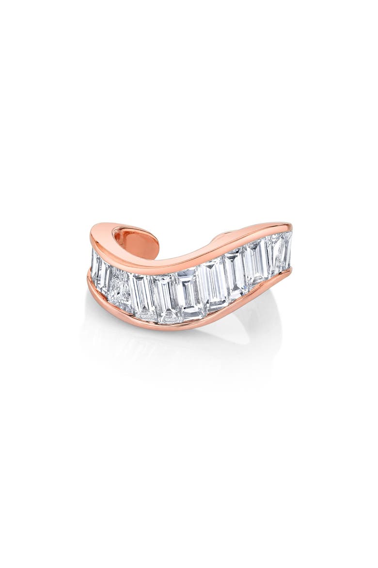 18k Gold Diamond Wave Ear Cuff, Main, color, 18K ROSE GOLD