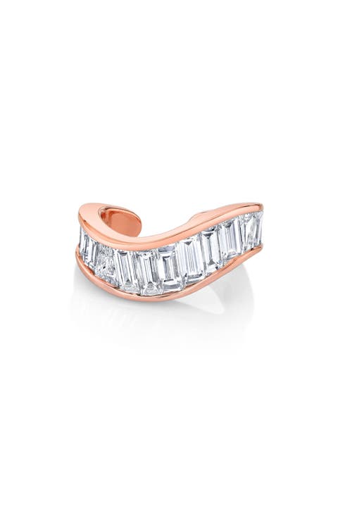 18k Gold Diamond Wave Ear Cuff