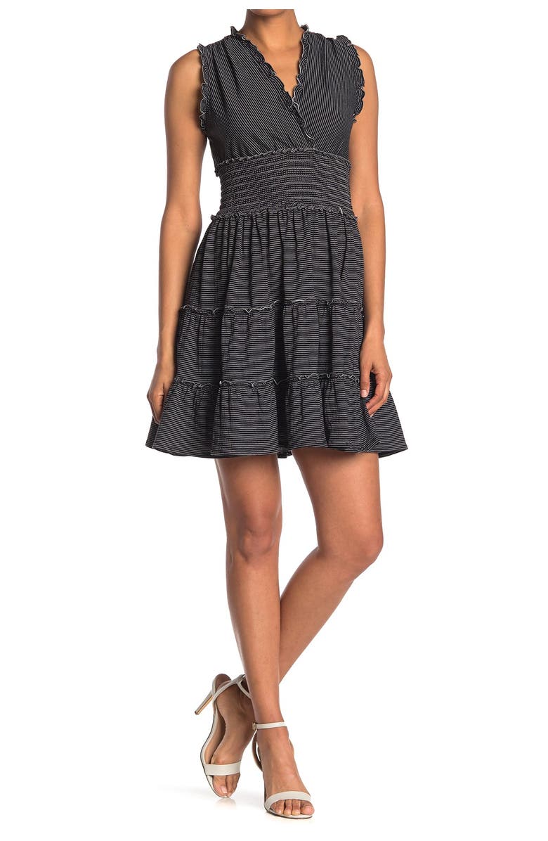 MAX STUDIO Sleeveless Short Smocked Dress, Main, color, 