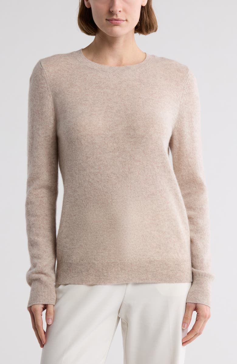 Nordstrom Cashmere Crewneck Sweater, Main, color, Beige Hummus Heather