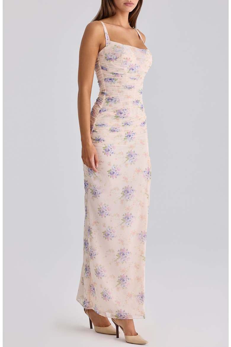 Lini Corset Mesh Gown, Alternate, color, IVORY SWEET PEONY