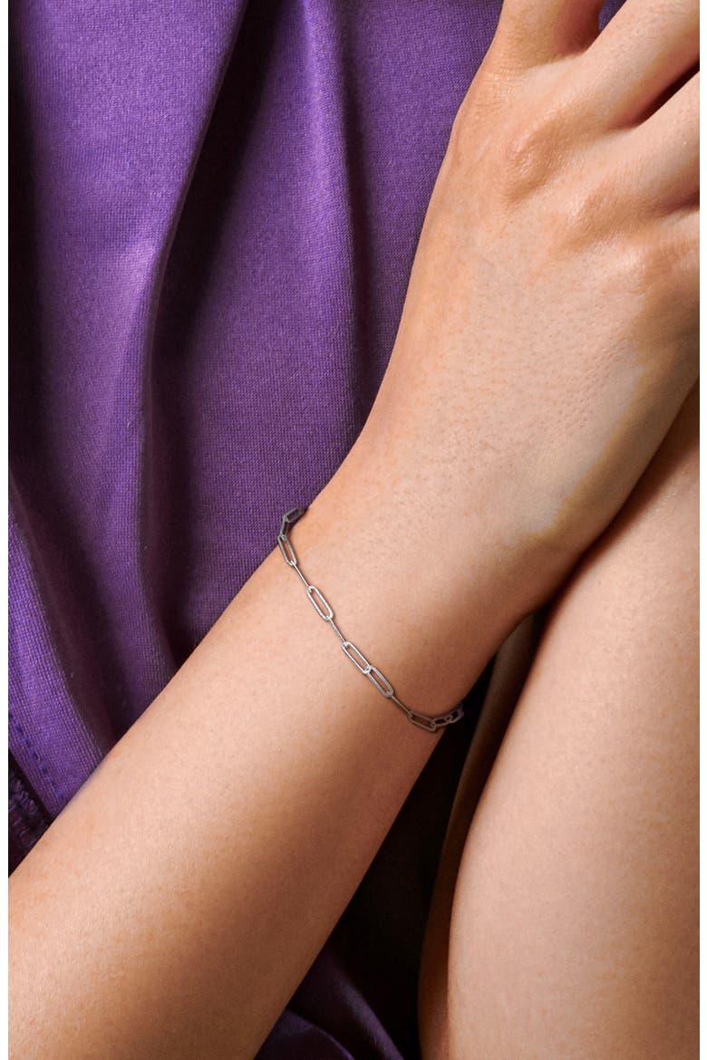 Polished Paper Clip Chain Bracelet, 3.5mm, Alternate, color, SILVER