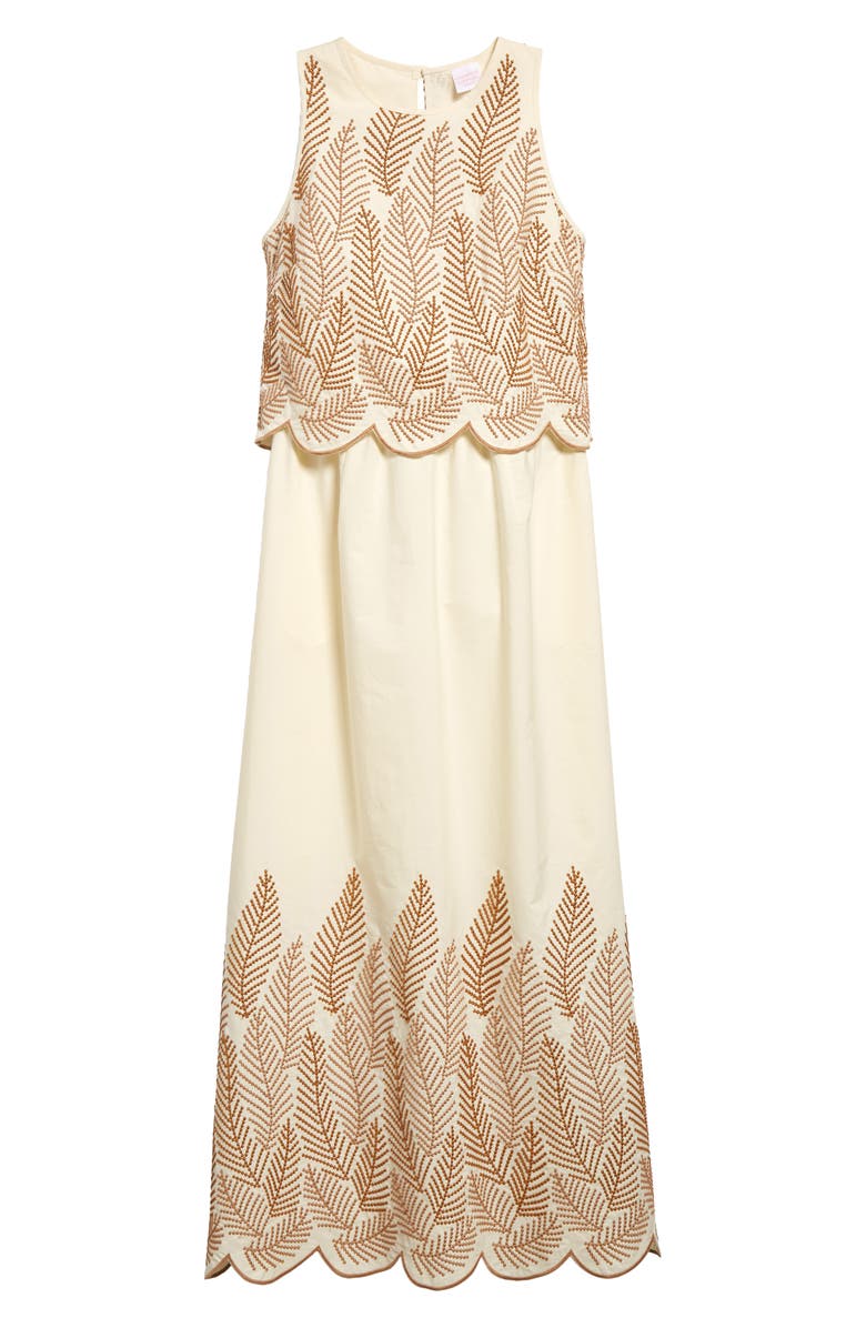Loretta Caponi Faust Embroidered Sleeveless Maxi Dress, Alternate, color, 