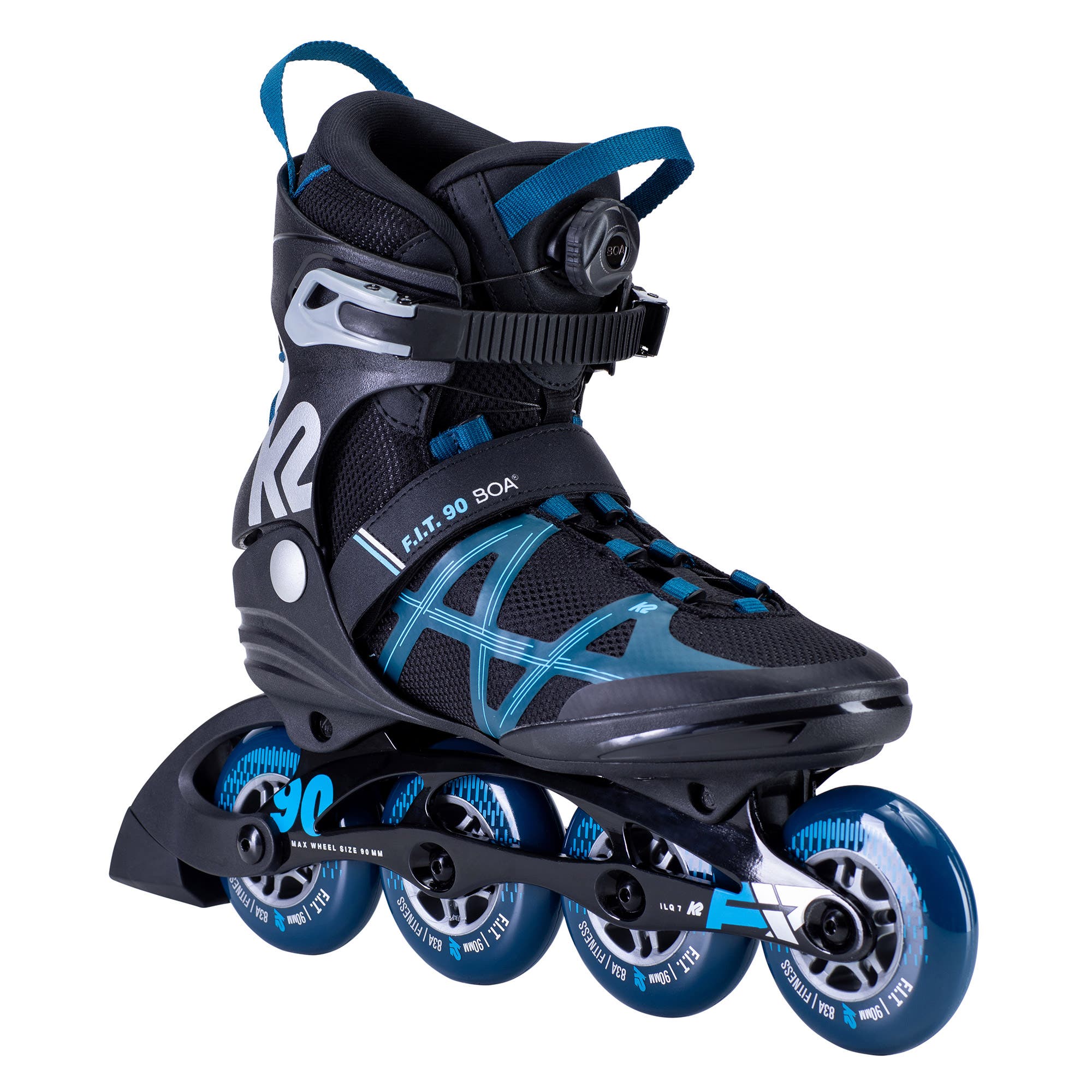 K2 F.I.T. 90 Boa Mens Inline Skates, Main, color, Black/Blue