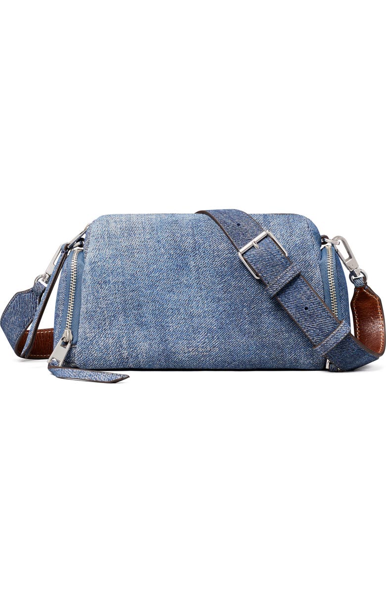 Tory Burch Perry Suede Crossbody Bag, Main, color, Blue Jean