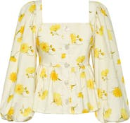 The Lulo Project Hacienda Balloon Sleeve Cotton Peplum Top