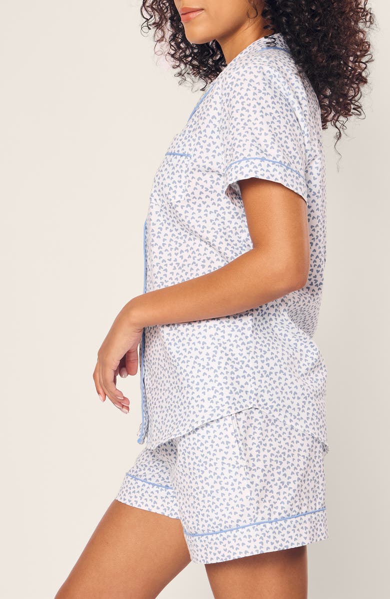 Petite Plume Blue Heart Cotton Twill Short Pajamas, Alternate, color, 