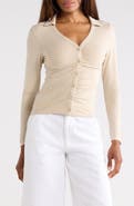 rag & bone Lucy Ruched Polo Button-Up Shirt