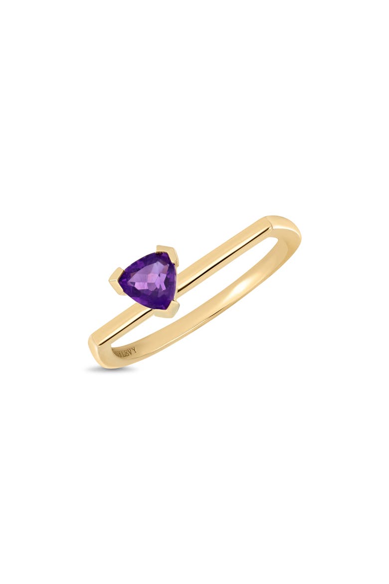 14K Purple Amethyst Trillion Stackable Ring (Online Trunk Show), Main, color, 14K YELLOW GOLD/AMETHYST