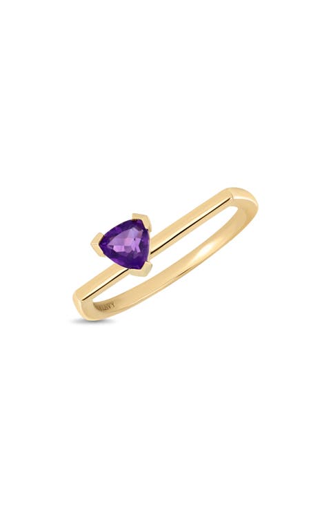 14K Purple Amethyst Trillion Stackable Ring