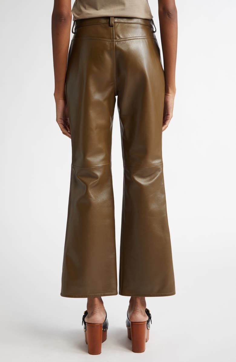 Chloé Ankle Bootcut Leather Pants, Alternate, color, 
