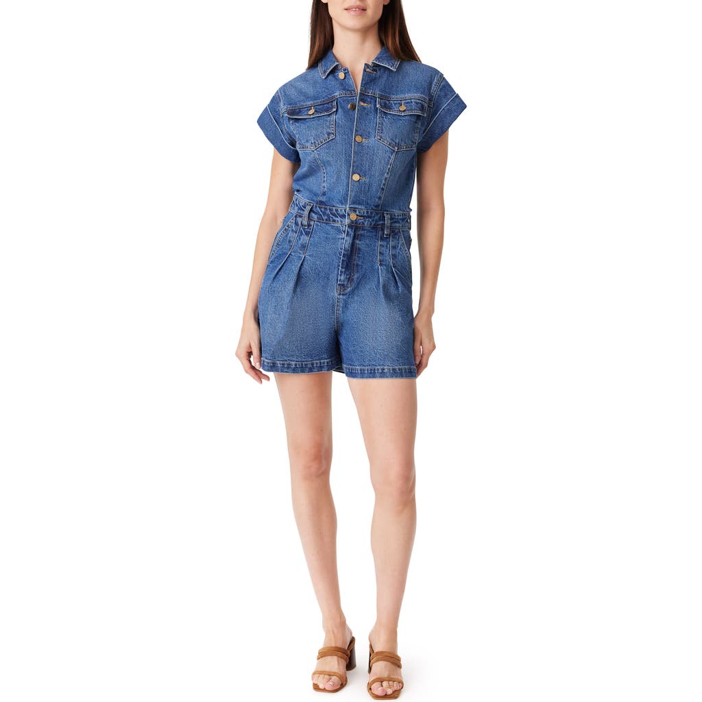 Habitual Roll Cuff Denim Jumpsuit In Lagoon