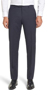 BOSS Leenon Classic Fit Plaid Stretch Wool Trousers