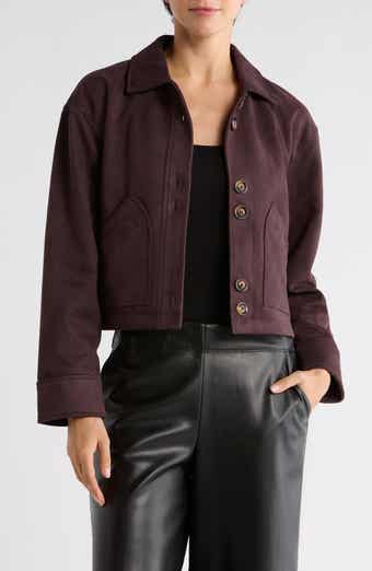 Ellen Tracy Crop Faux Suede Jacket