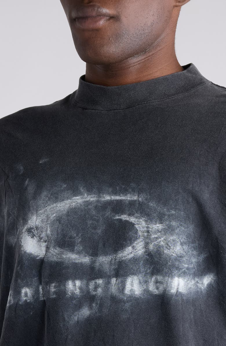 Balenciaga Medium Fit Loop Sports Icon Graphic T-Shirt, Alternate, color, Washed Black/ White