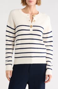 Vigoss Striped Button Up Sweater
