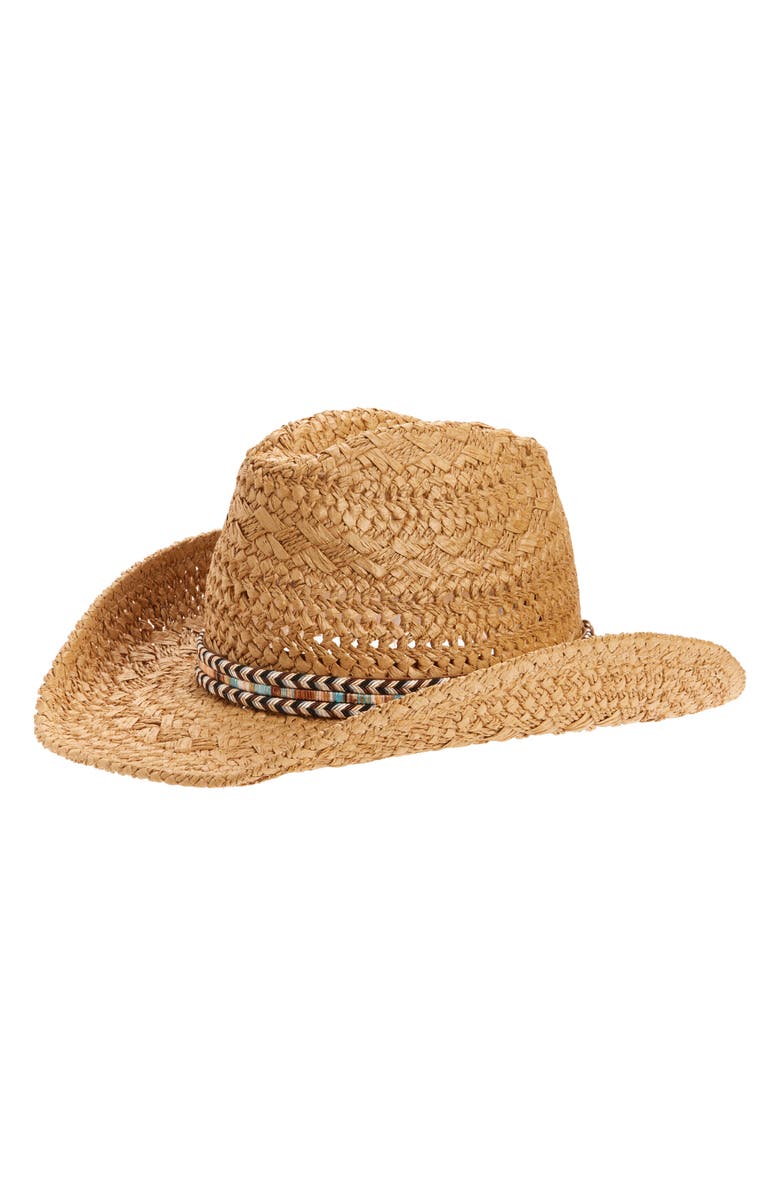 Vince Camuto Straw Cowboy Hat, Main, color, Tan