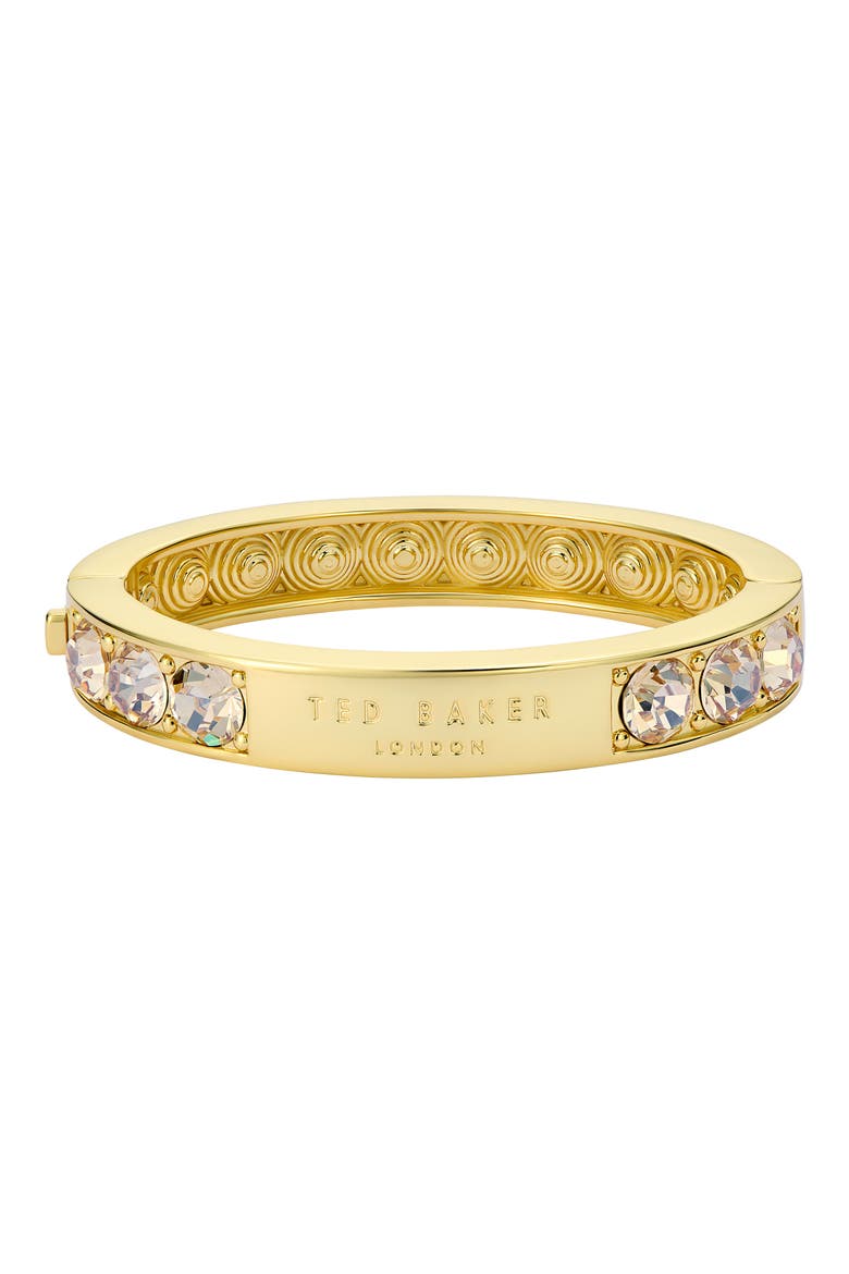 Rosie Crystal Hinged Bangle Bracelet, Main, color, GOLD TONE / GOLDEN CRYSTAL