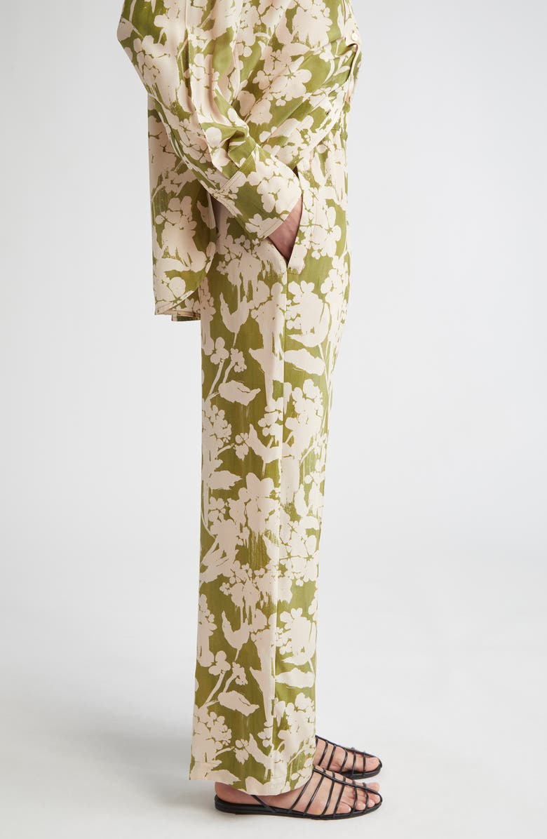Victoria Beckham Pyjama Floral Print Straight Leg Silk Trousers, Alternate, color,
