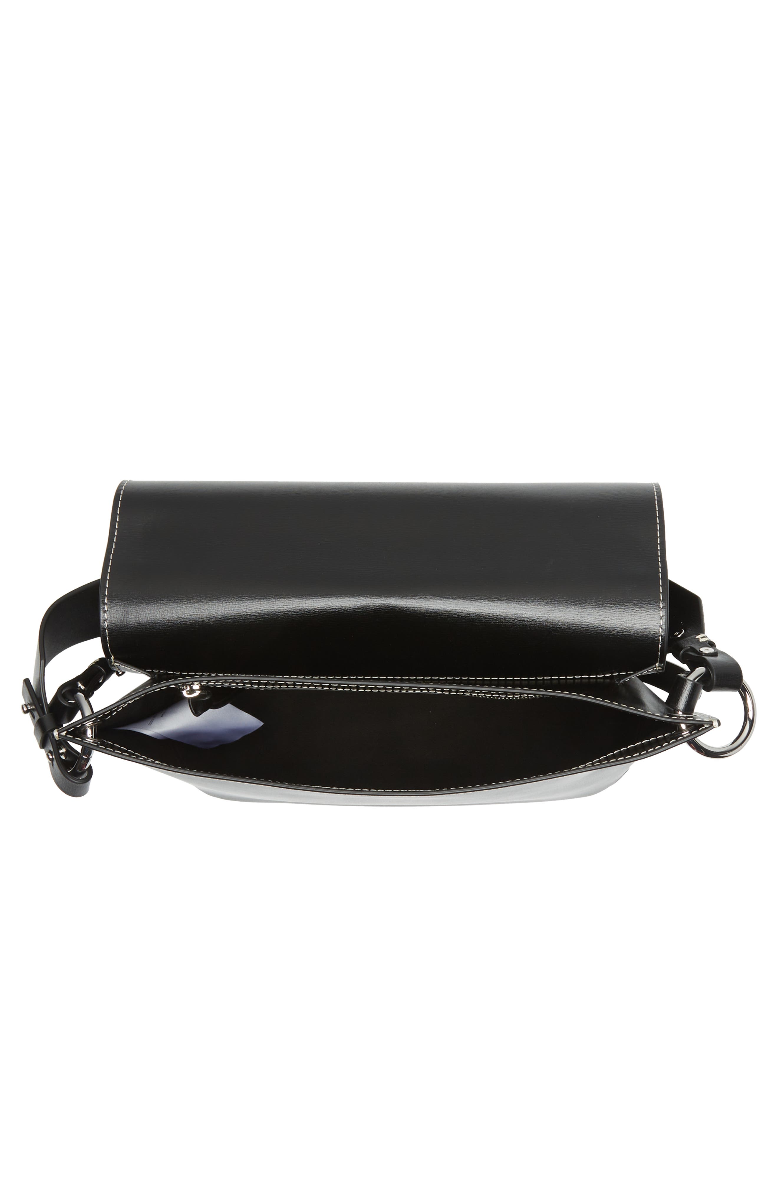 Ganni Banner Large Leather Saddle Bag, Alternate, color, 