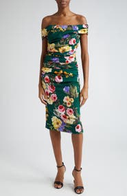 Dolce&Gabbana Garden Floral Print Charmeuse Sheath Dress
