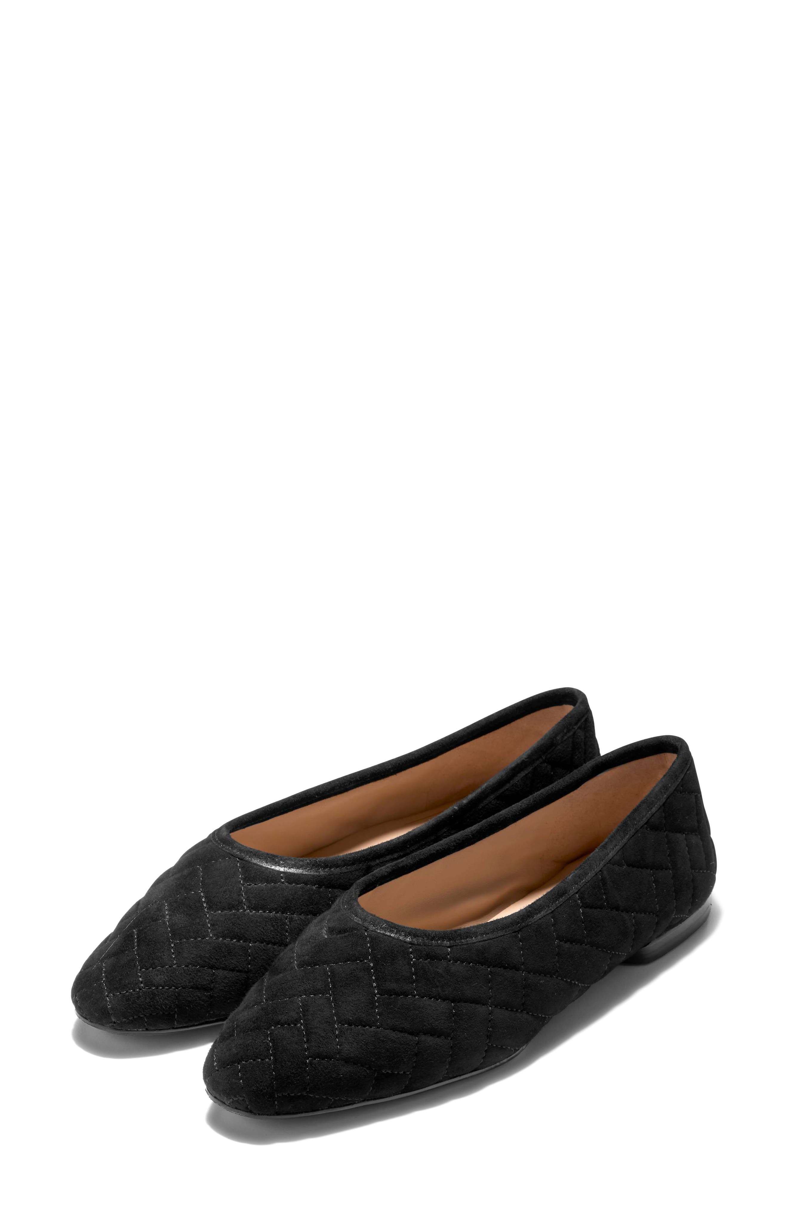 Cole Haan Jasleen Quilted Ballet Flat, Alternate, color, Black Quilted Suede