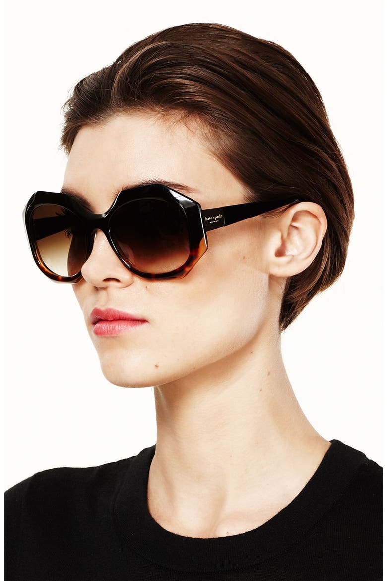 Oversized retro sunglasses, Alternate, color, TORTOISE FADE/ BROWN GRADIENT