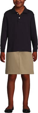 Lands' End School Uniform Kids Long Sleeve Interlock Polo Shirt