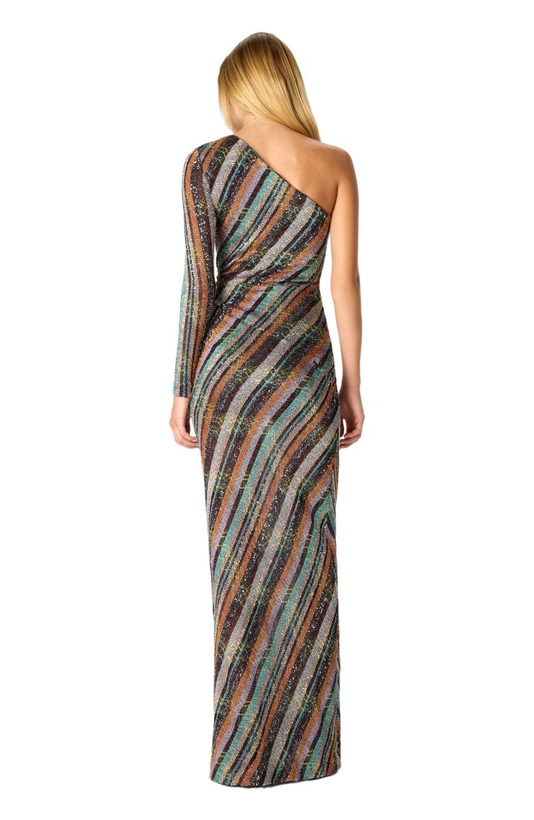 Missoni Long One-shoulder Dress In An Irregular Zigzag Knit With Sequins, Alternate, color, Multicoloured
