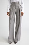 Michael Kors Collection Pleated Houndstooth Slouch Stretch Virgin Wool Trousers