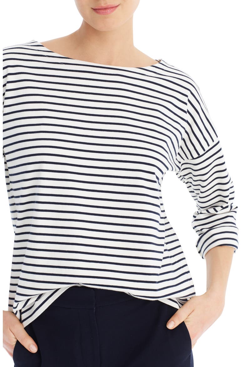 Striped Tee, Alternate, color, SKINNY STRIPE IVORY NAVY