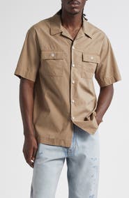 MM6 Maison Margiela Embroidered Numeric Logo Short Sleeve Button-Up Shirt
