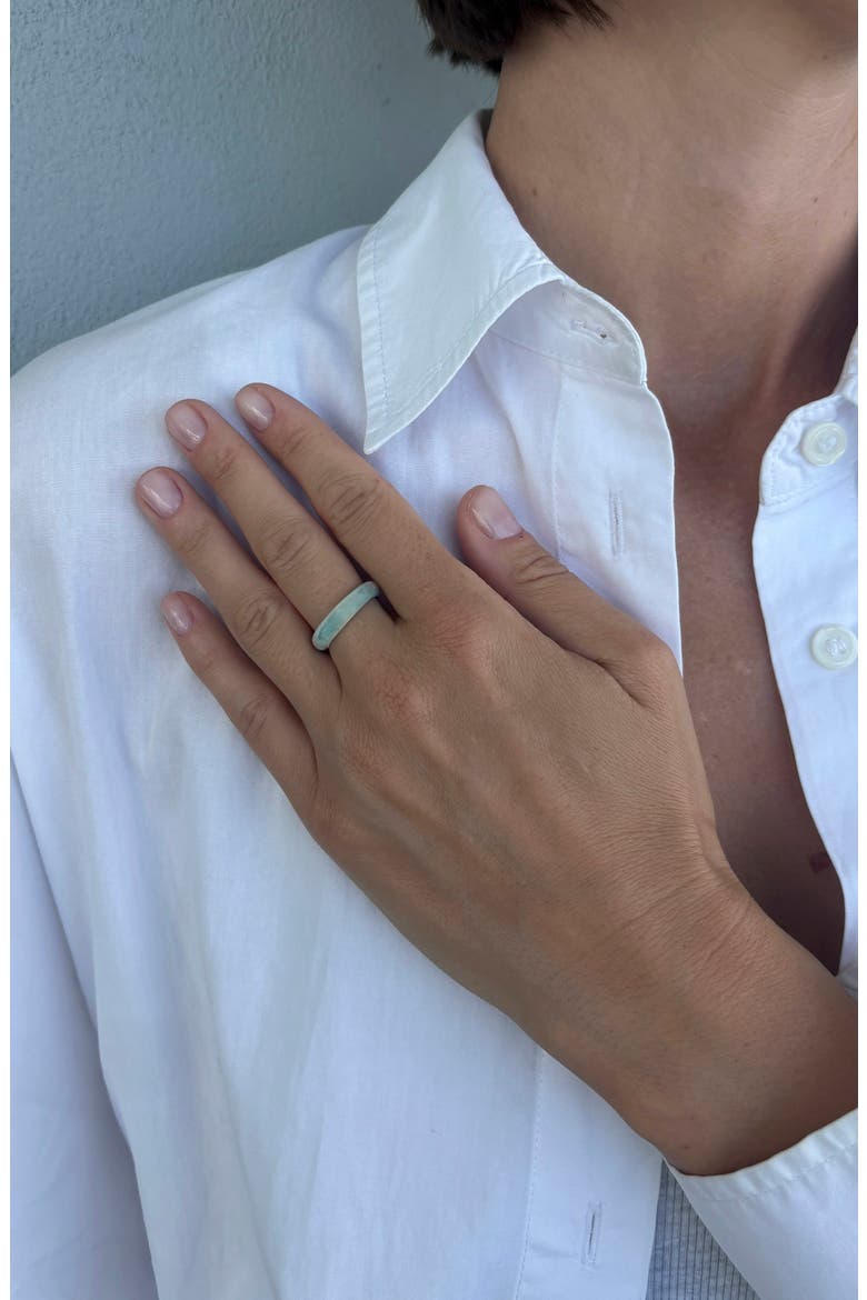 Natural Jade Band Ring, Alternate, color, GREEN