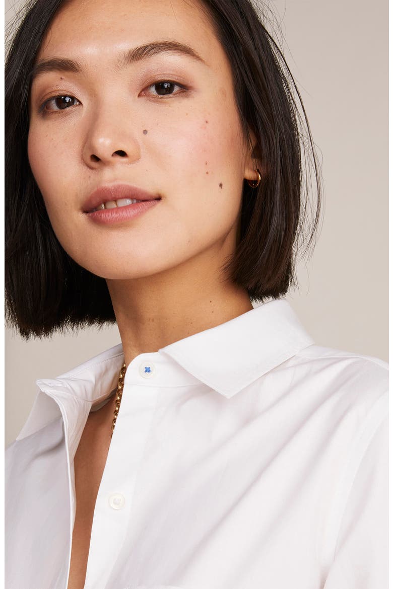 Stretch Cotton Button-Up Shirt, Alternate, color, WHITE CAP